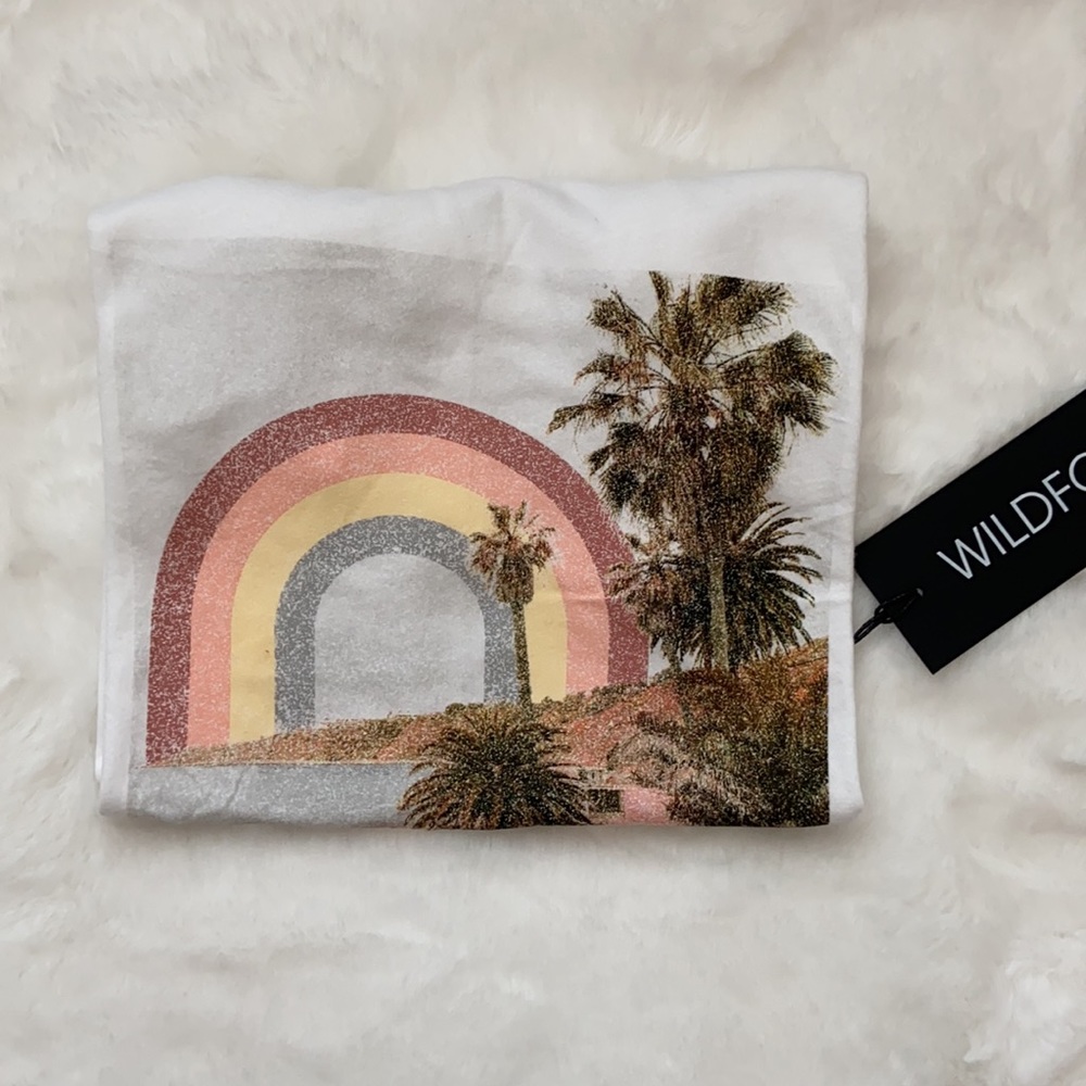 New Wildfox Keke Short Sleeve rainbow coast palm tree Tee shirt top - Picture 7 of 9